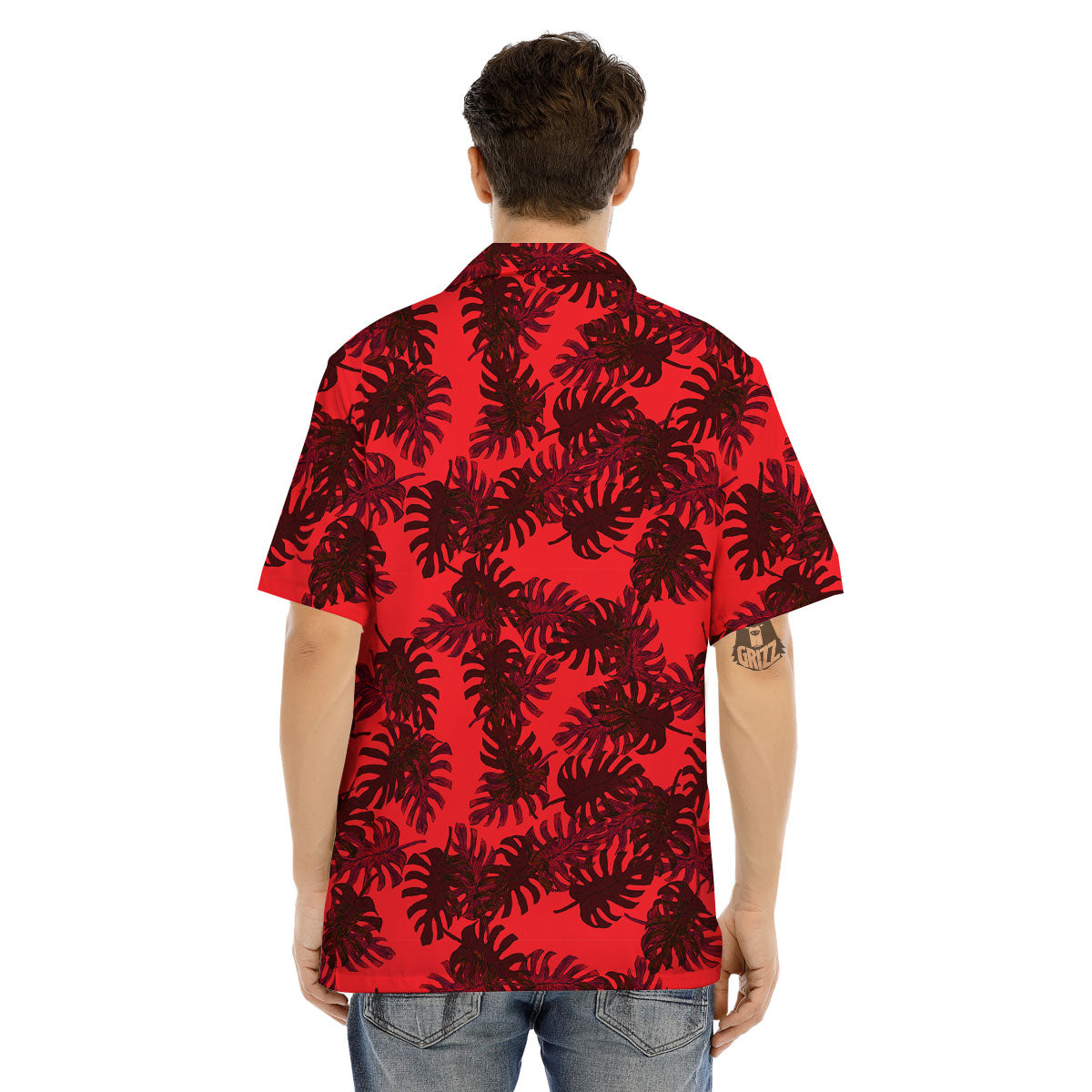 Leaf Red Print Pattern Men's Hawaiian Shirt-grizzshop