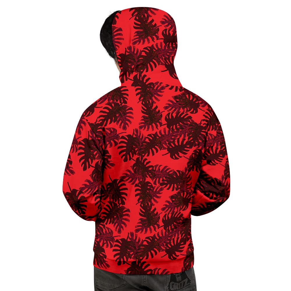 Leaf Red Print Pattern Men's Hoodie-grizzshop