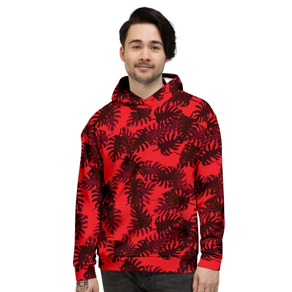 Leaf Red Print Pattern Men's Hoodie-grizzshop