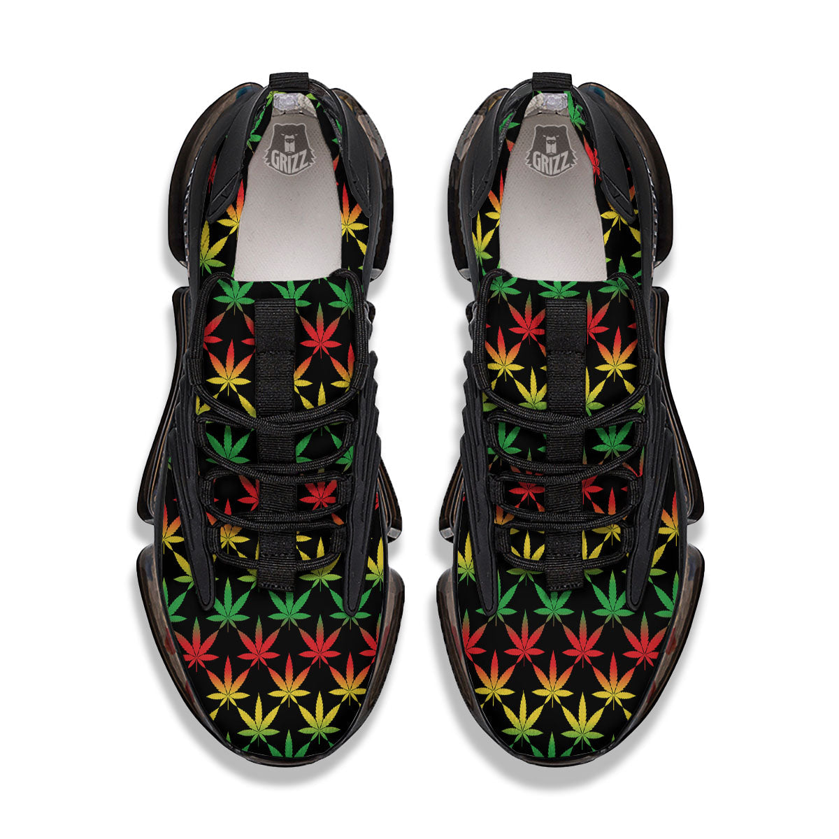 Leaf Reggae Marijuana Print Pattern Black Gym Shoes-grizzshop