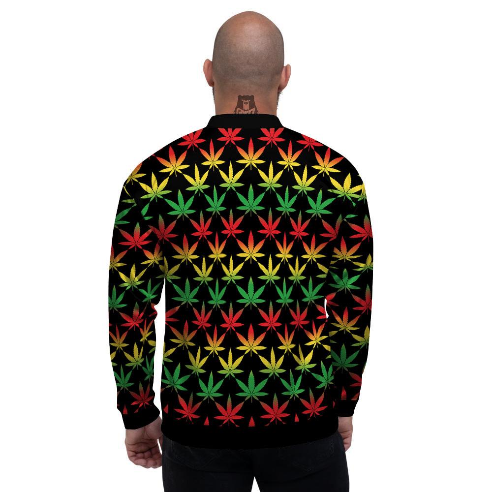 Leaf Reggae Marijuana Print Pattern Men's Bomber Jacket-grizzshop
