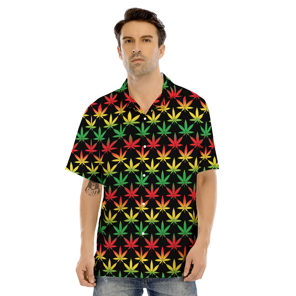 Leaf Reggae Marijuana Print Pattern Men's Hawaiian Shirt-grizzshop