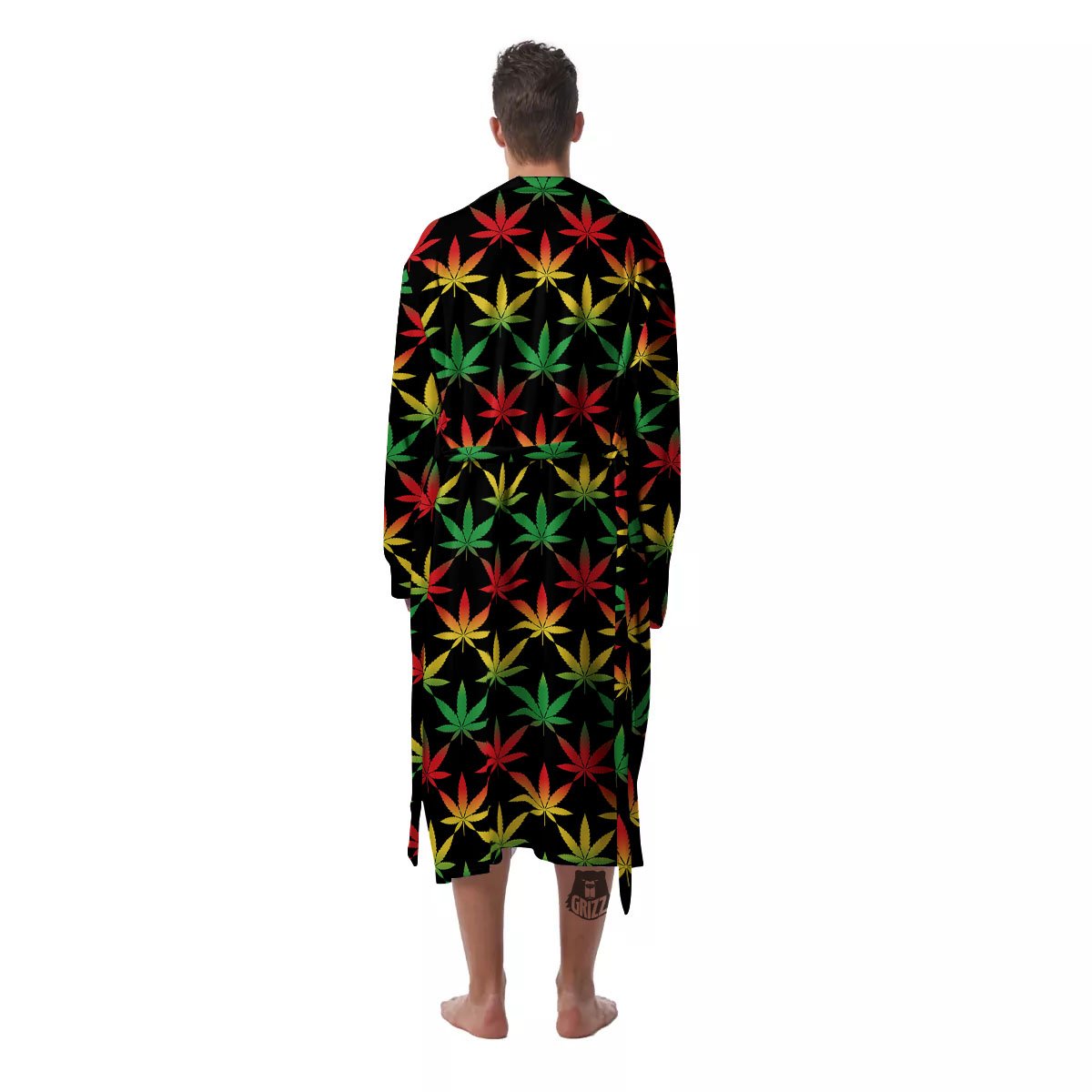 Leaf Reggae Marijuana Print Pattern Men's Robe-grizzshop