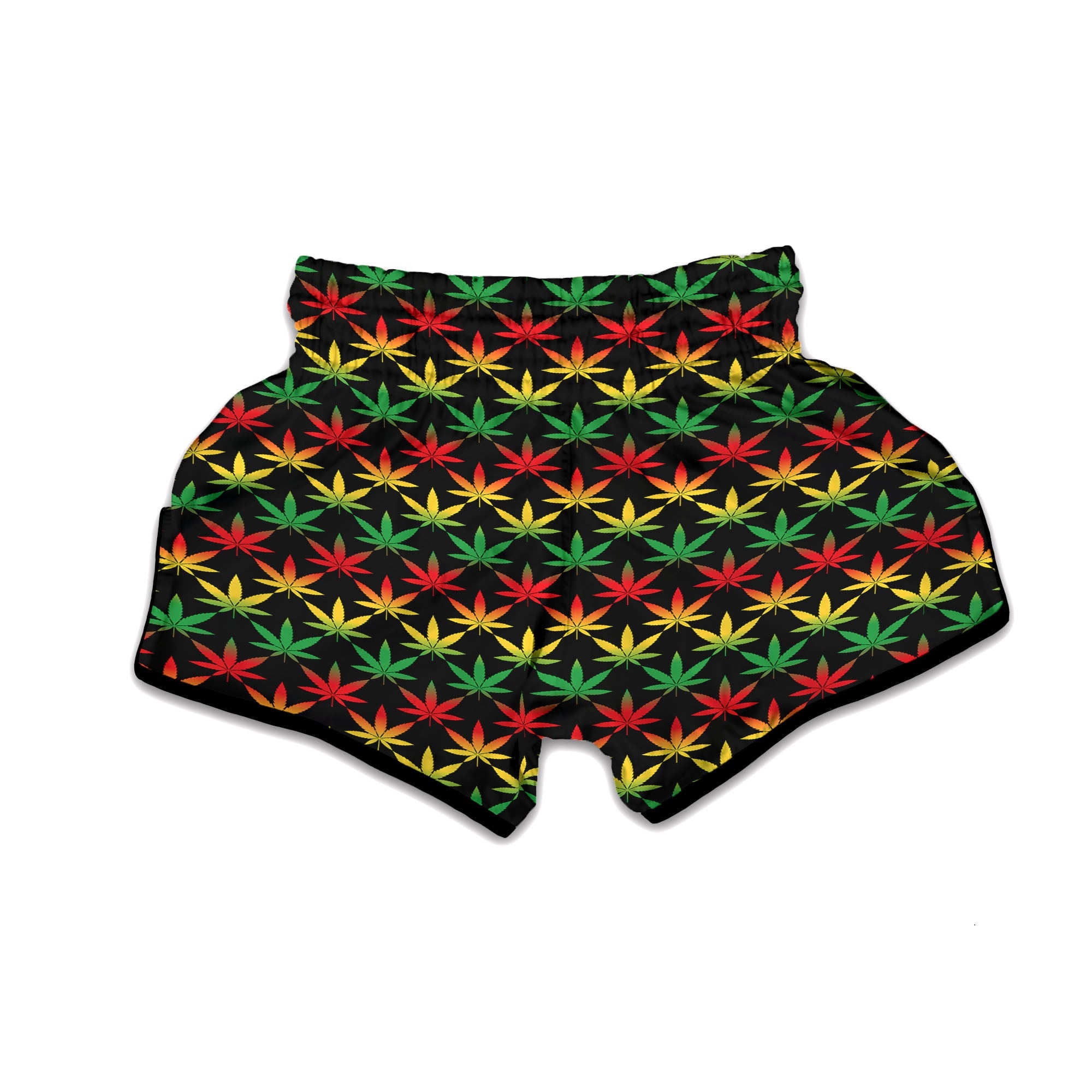 Leaf Reggae Marijuana Print Pattern Muay Thai Boxing Shorts-grizzshop