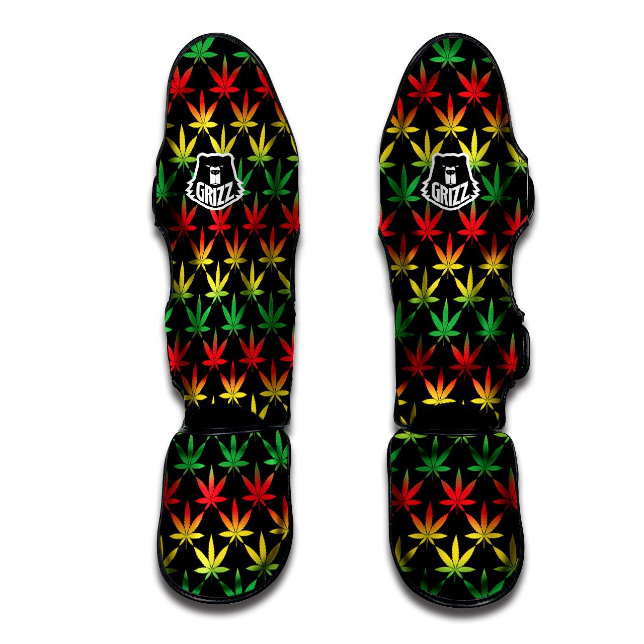 Leaf Reggae Marijuana Print Pattern Muay Thai Shin Guards-grizzshop