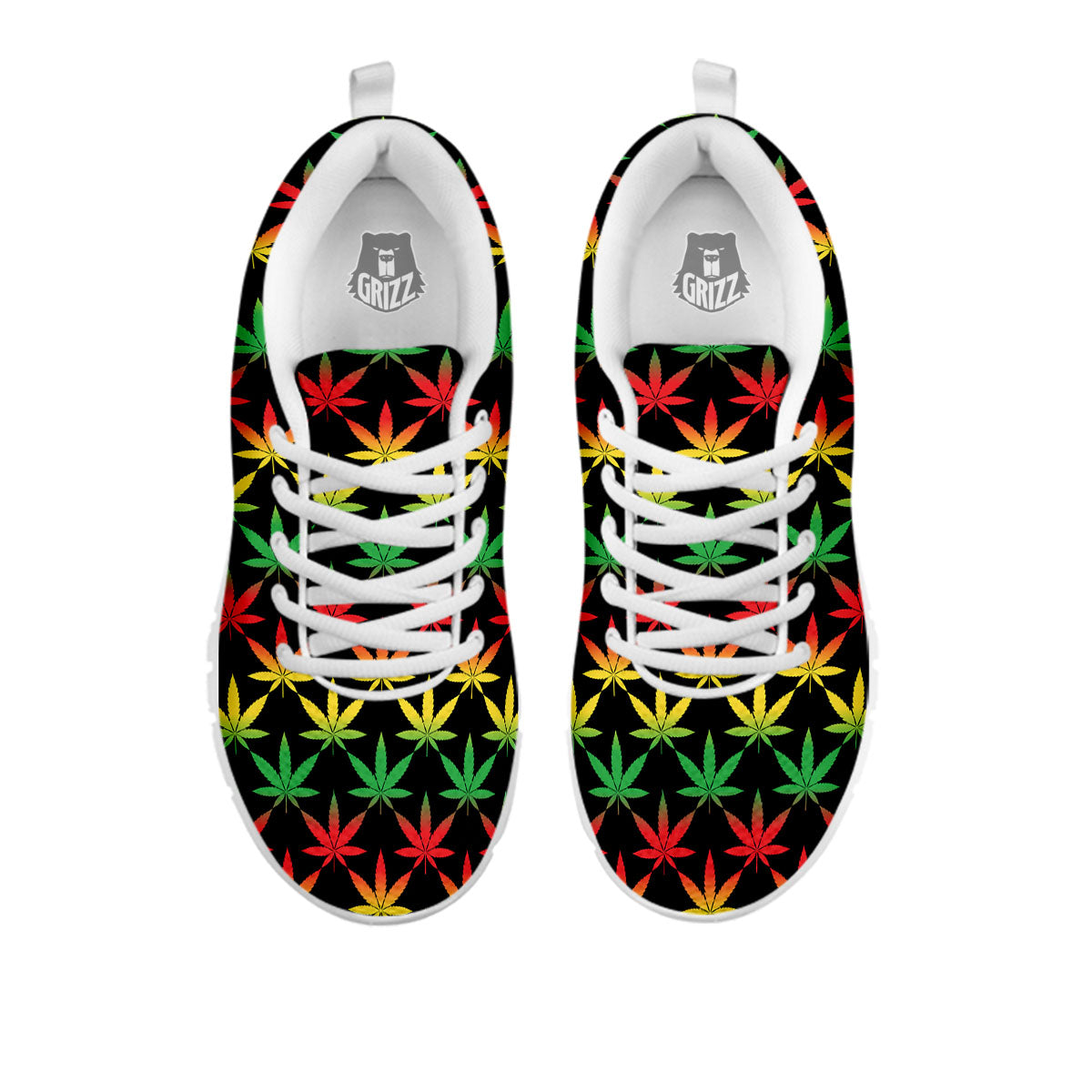 Leaf Reggae Marijuana Print Pattern White Sneaker-grizzshop