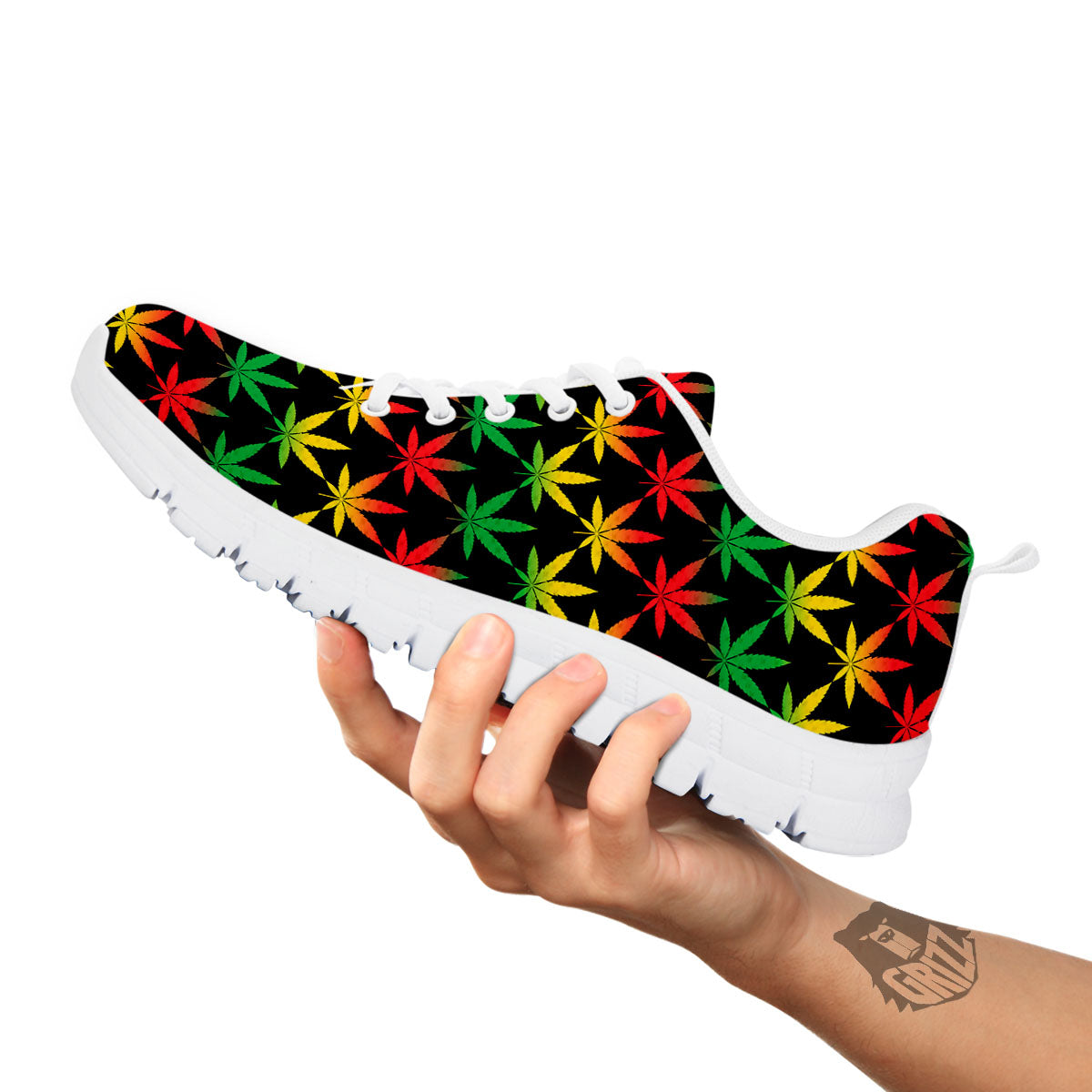 Leaf Reggae Marijuana Print Pattern White Sneaker-grizzshop