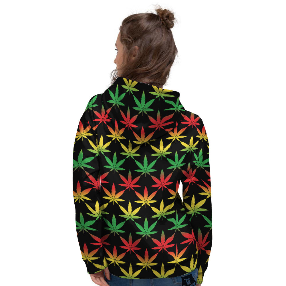 Leaf Reggae Marijuana Print Pattern Women's Hoodie-grizzshop