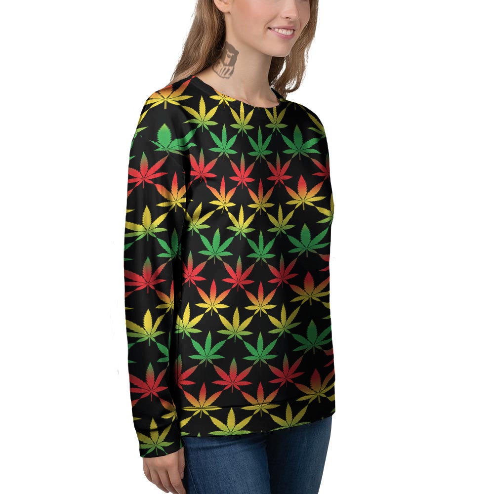 Leaf Reggae Marijuana Print Pattern Women's Sweatshirt-grizzshop