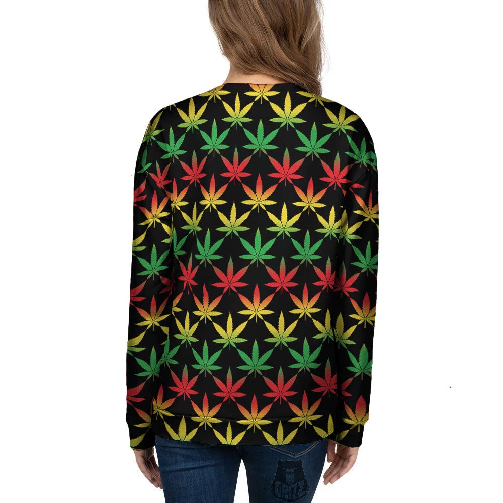 Leaf Reggae Marijuana Print Pattern Women's Sweatshirt-grizzshop