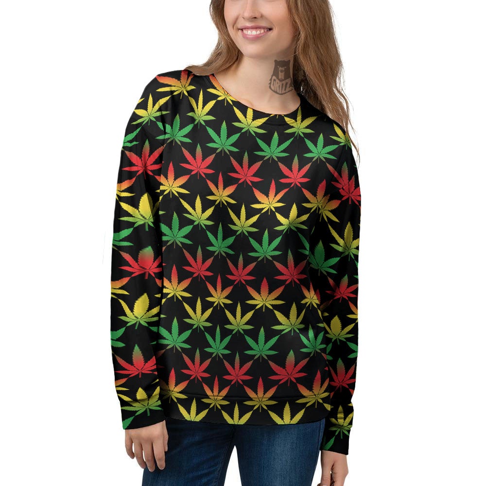 Leaf Reggae Marijuana Print Pattern Women's Sweatshirt-grizzshop