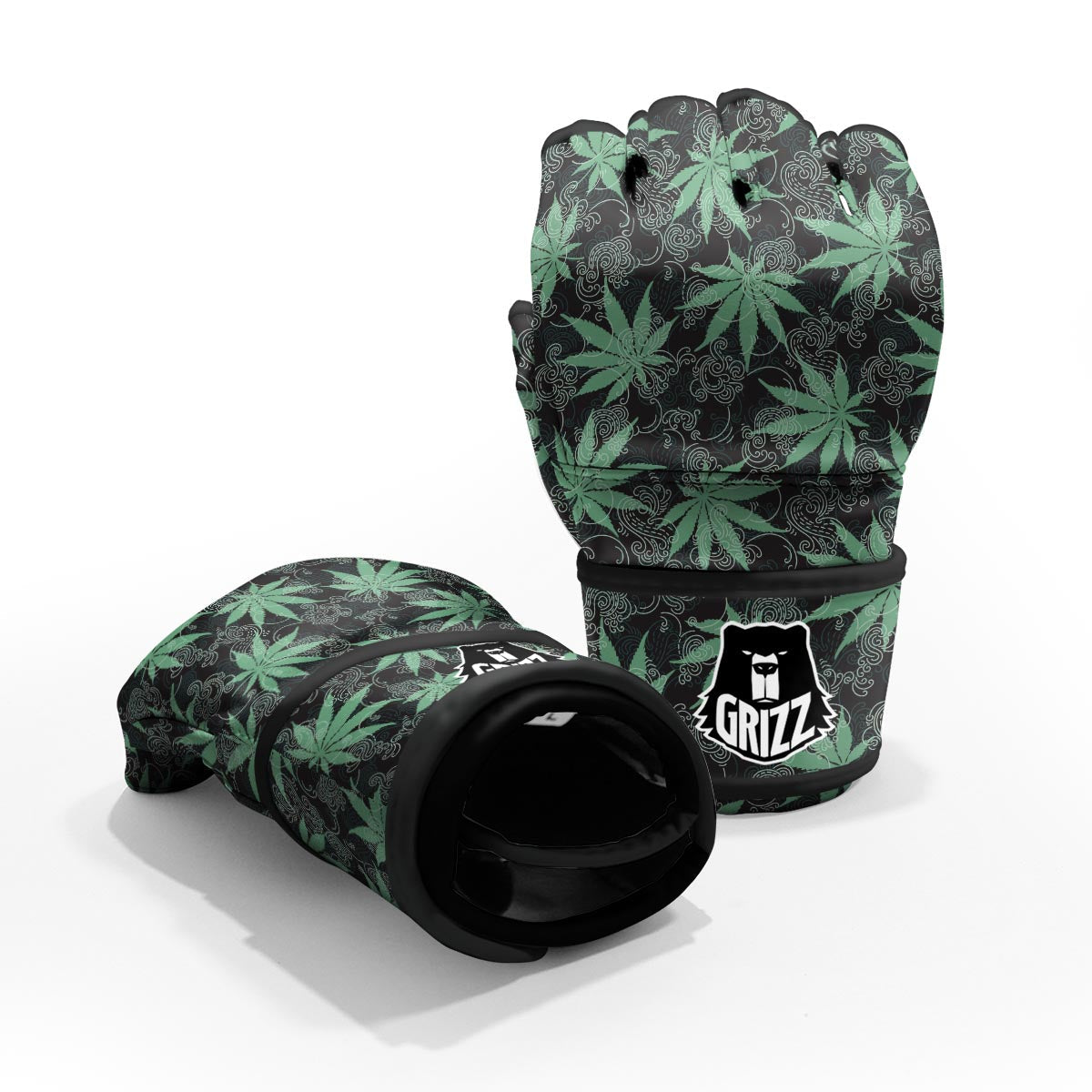 Leaf Swirl Cannabis Print Pattern MMA Gloves-grizzshop
