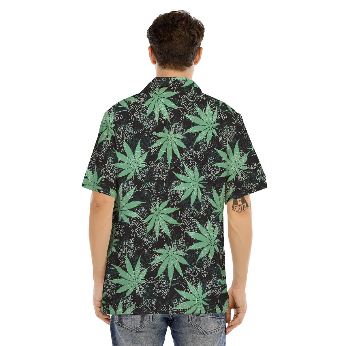 Leaf Swirl Cannabis Print Pattern Men's Hawaiian Shirt-grizzshop