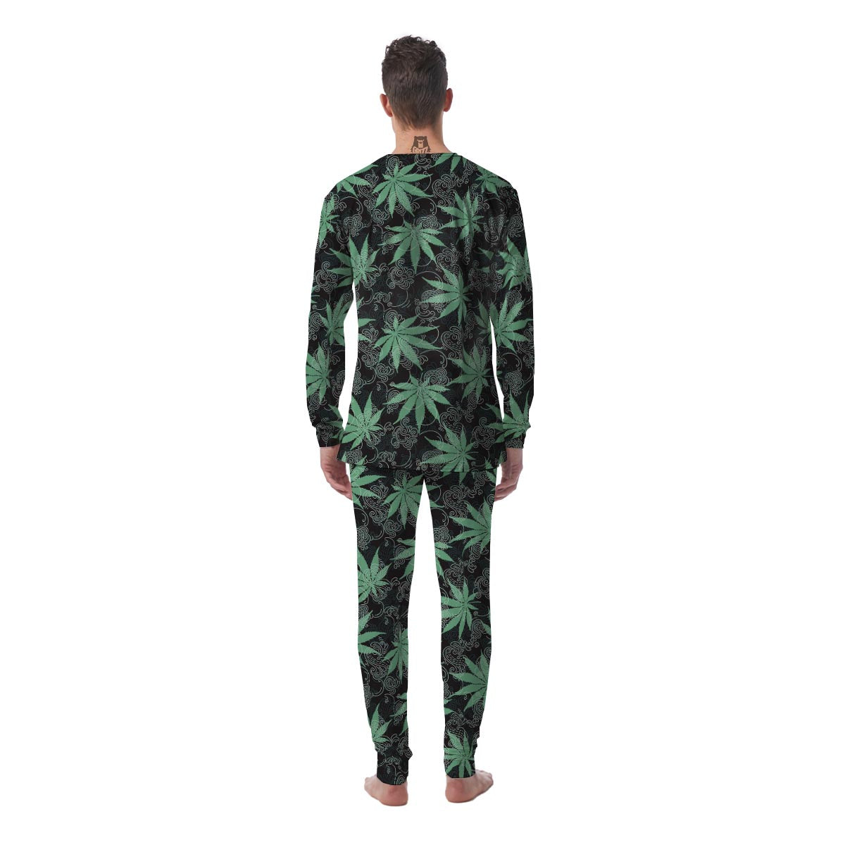 Leaf Swirl Cannabis Print Pattern Men's Pajamas-grizzshop