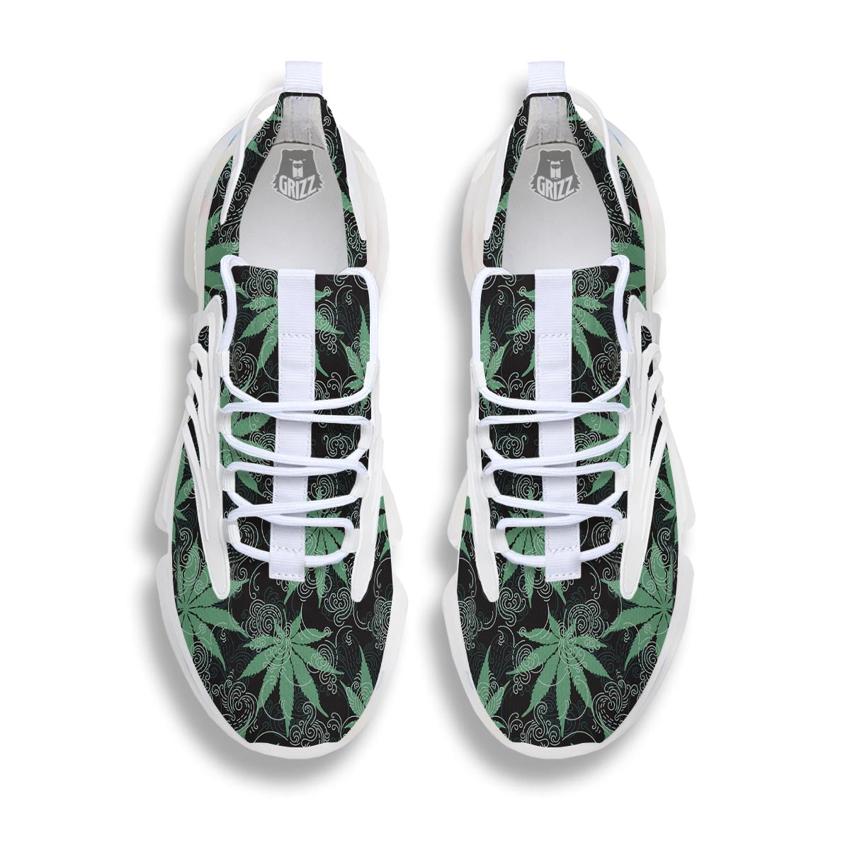 Leaf Swirl Cannabis Print Pattern White Gym Shoes-grizzshop