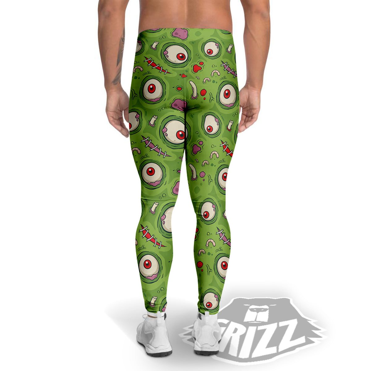Leateher Face Zombie Print Pattern Men's Leggings-grizzshop