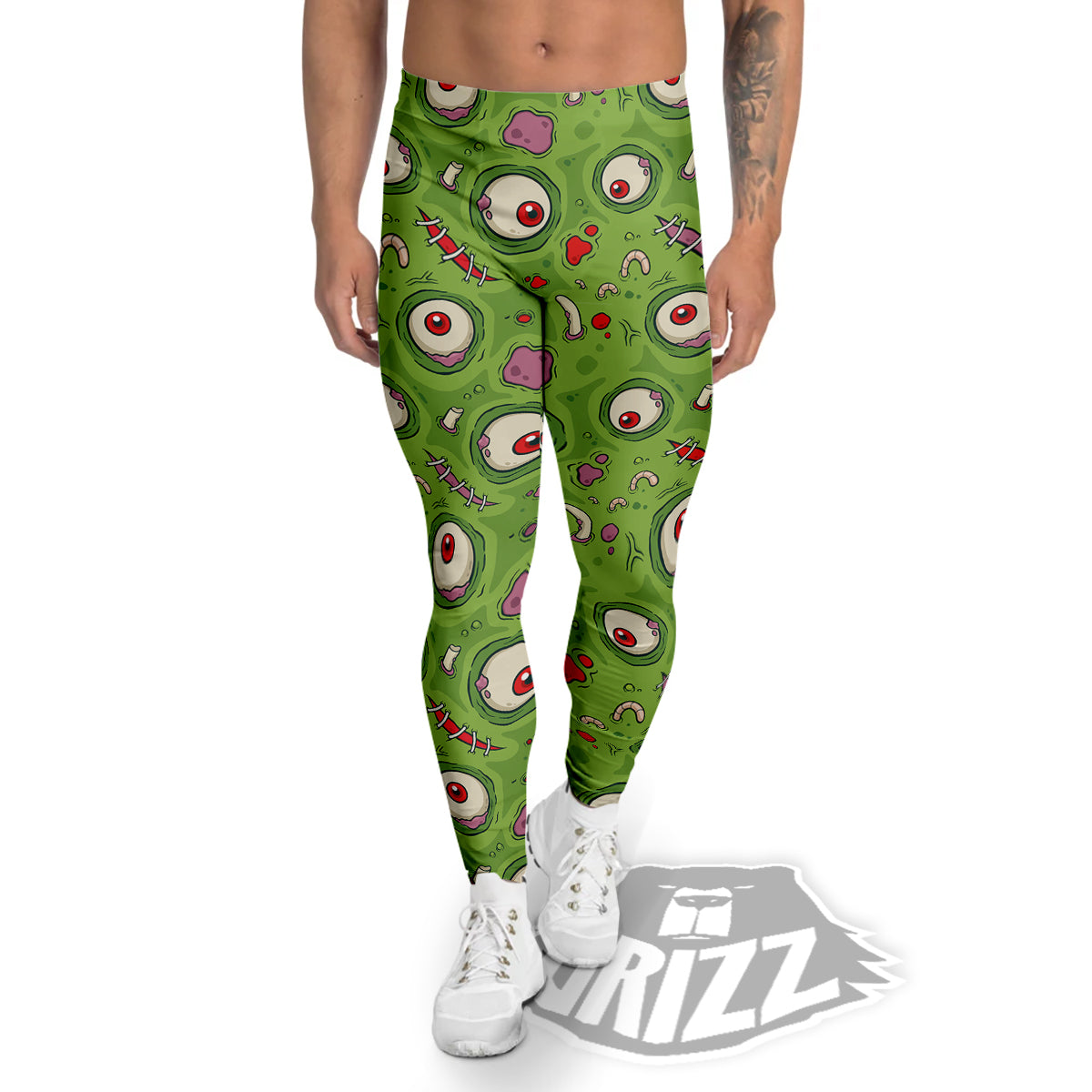 Leateher Face Zombie Print Pattern Men's Leggings-grizzshop