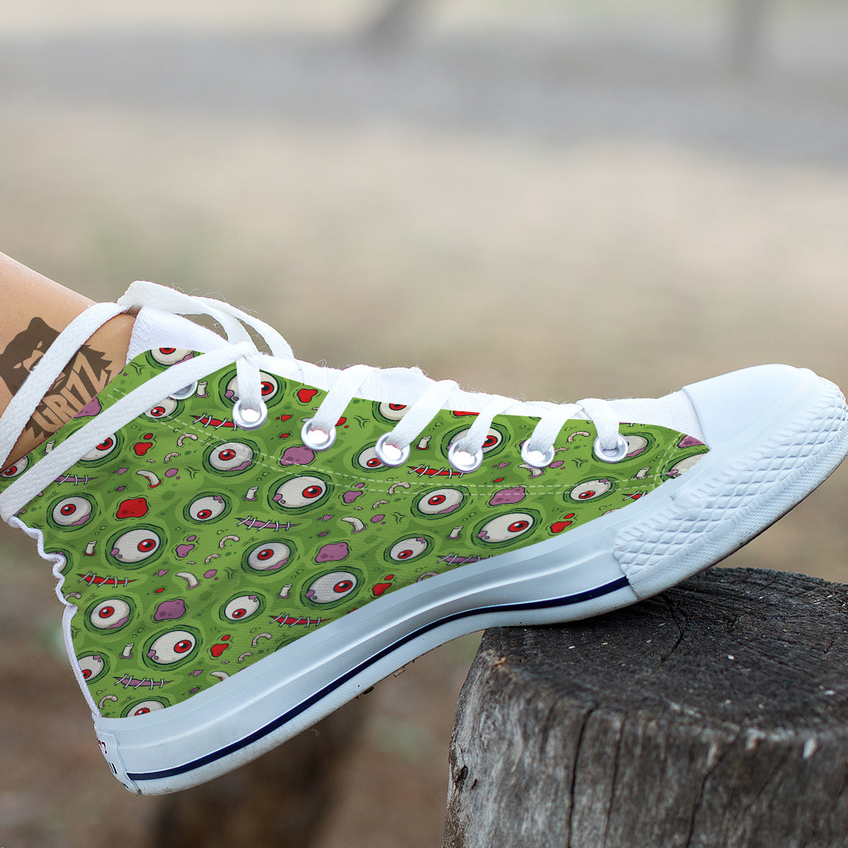 Leateher Face Zombie Print Pattern White High Top Shoes-grizzshop