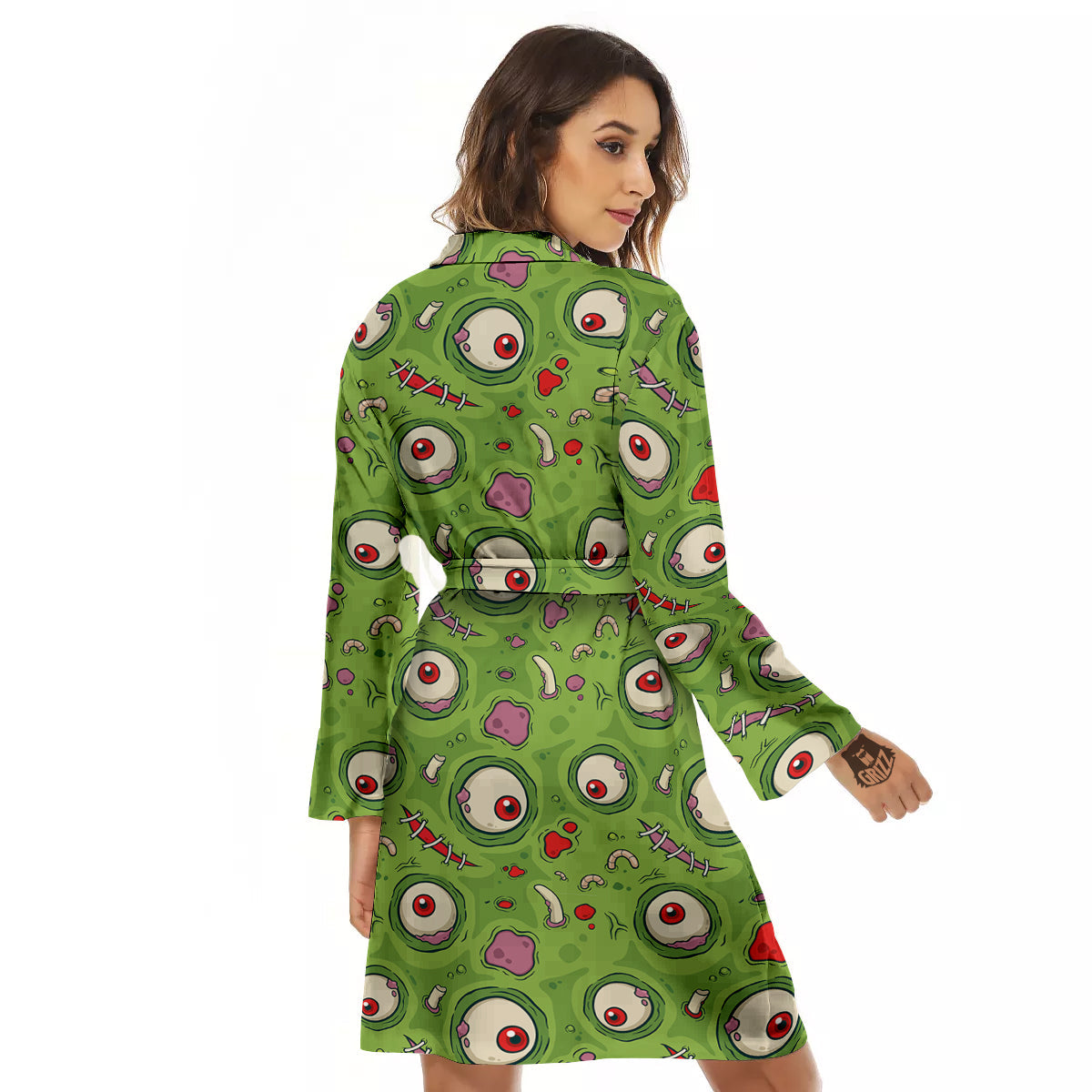 Leateher Face Zombie Print Pattern Women's Robe-grizzshop