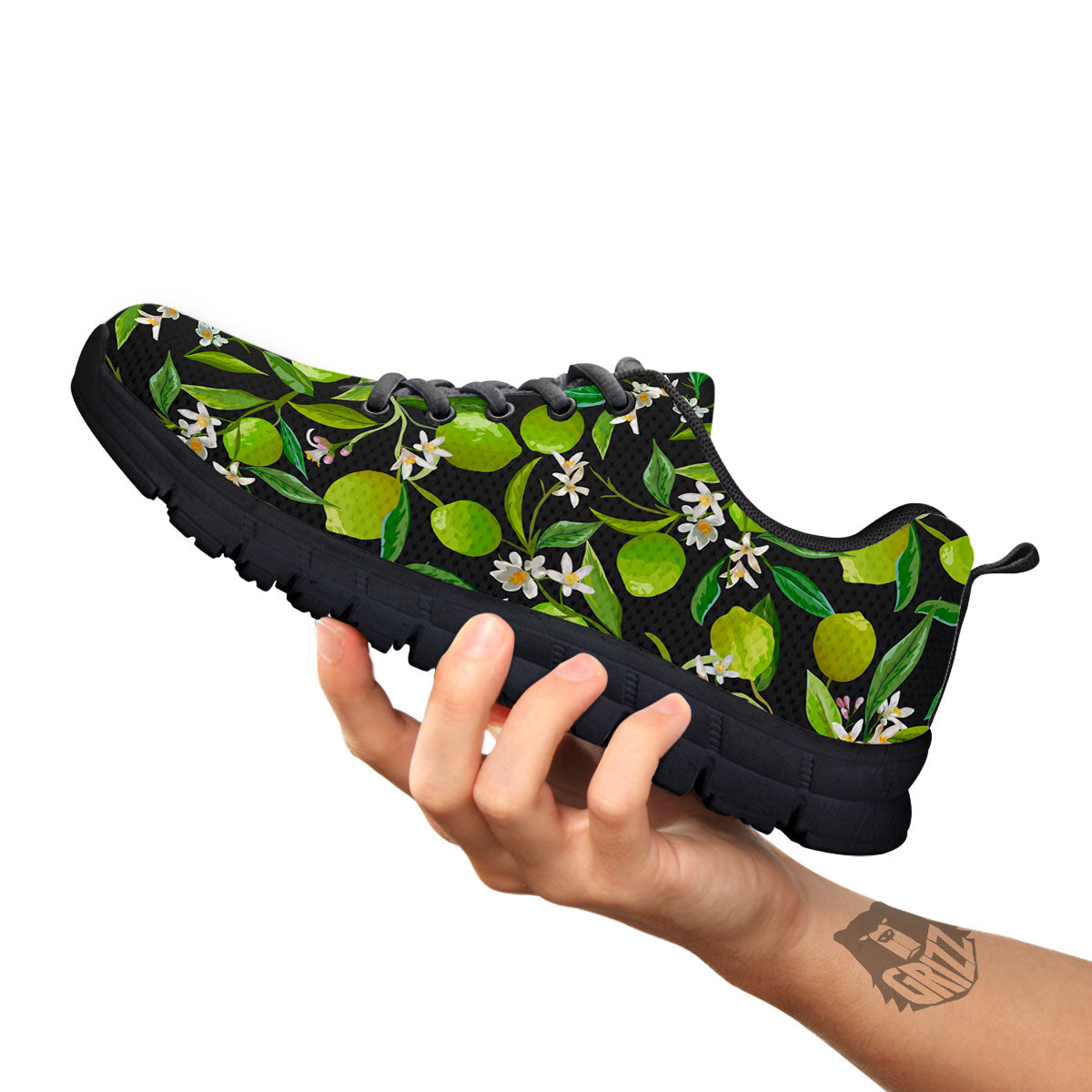 Lemon And Lime Print Pattern Black Sneaker-grizzshop