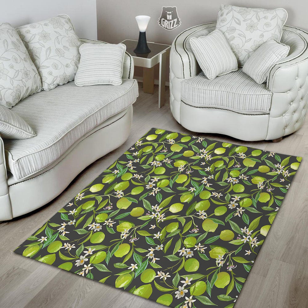Lemon And Lime Print Pattern Floor Mat-grizzshop