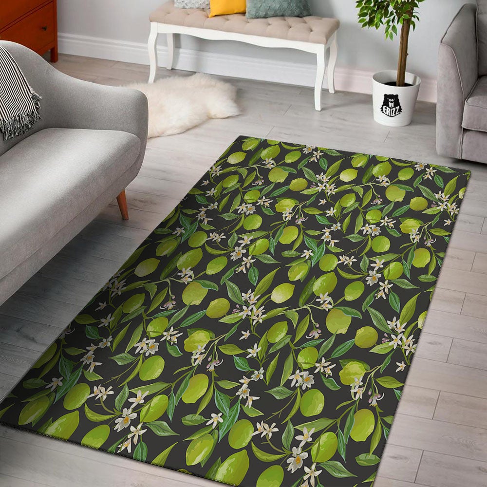 Lemon And Lime Print Pattern Floor Mat-grizzshop