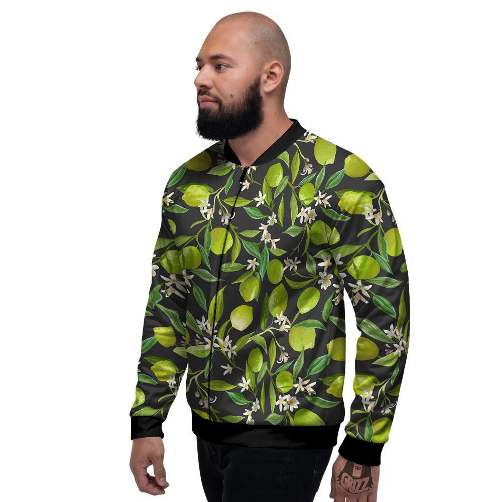 Lemon And Lime Print Pattern Men's Bomber Jacket-grizzshop