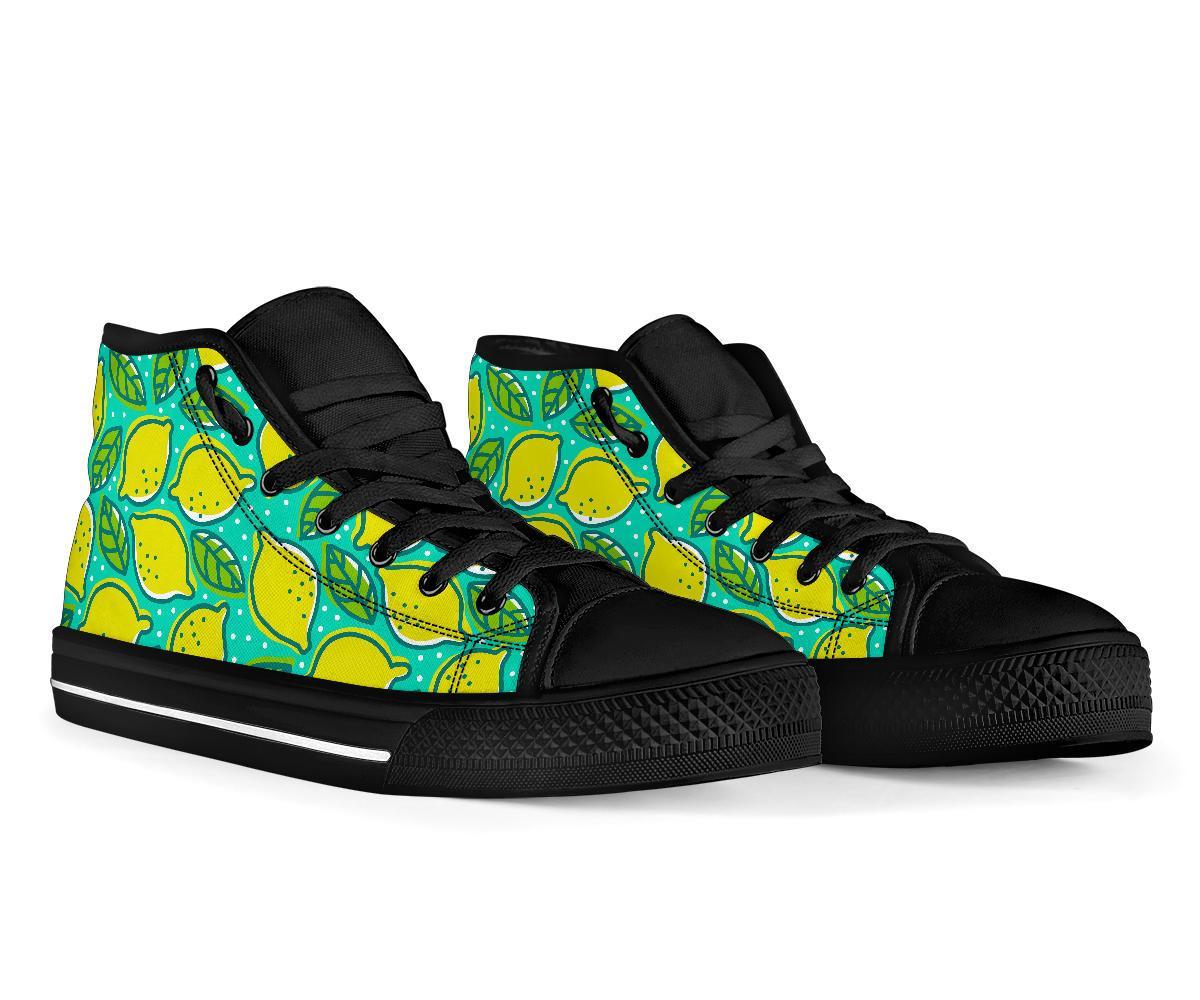Lemon Pattern Print Men Women's High Top Shoes-grizzshop