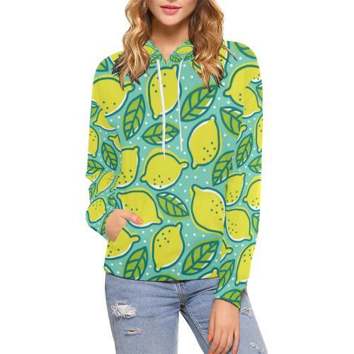 Lemon Pattern Print Women Pullover Hoodie-grizzshop