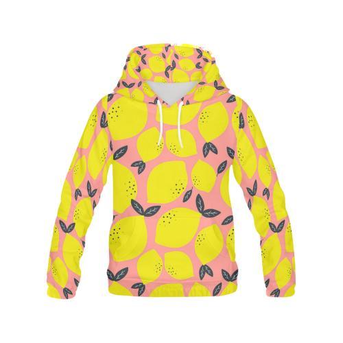 Lemon Print Pattern Women Pullover Hoodie-grizzshop