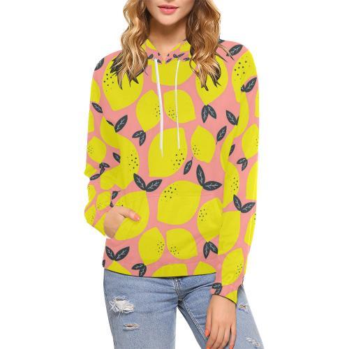 Lemon Print Pattern Women Pullover Hoodie-grizzshop