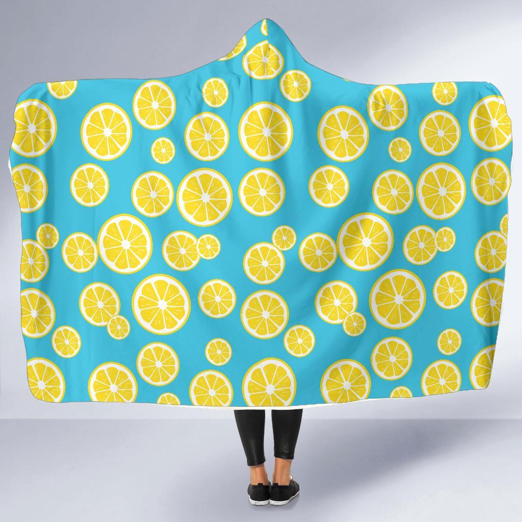 Lemon Slice Pattern Print Hooded Blanket-grizzshop
