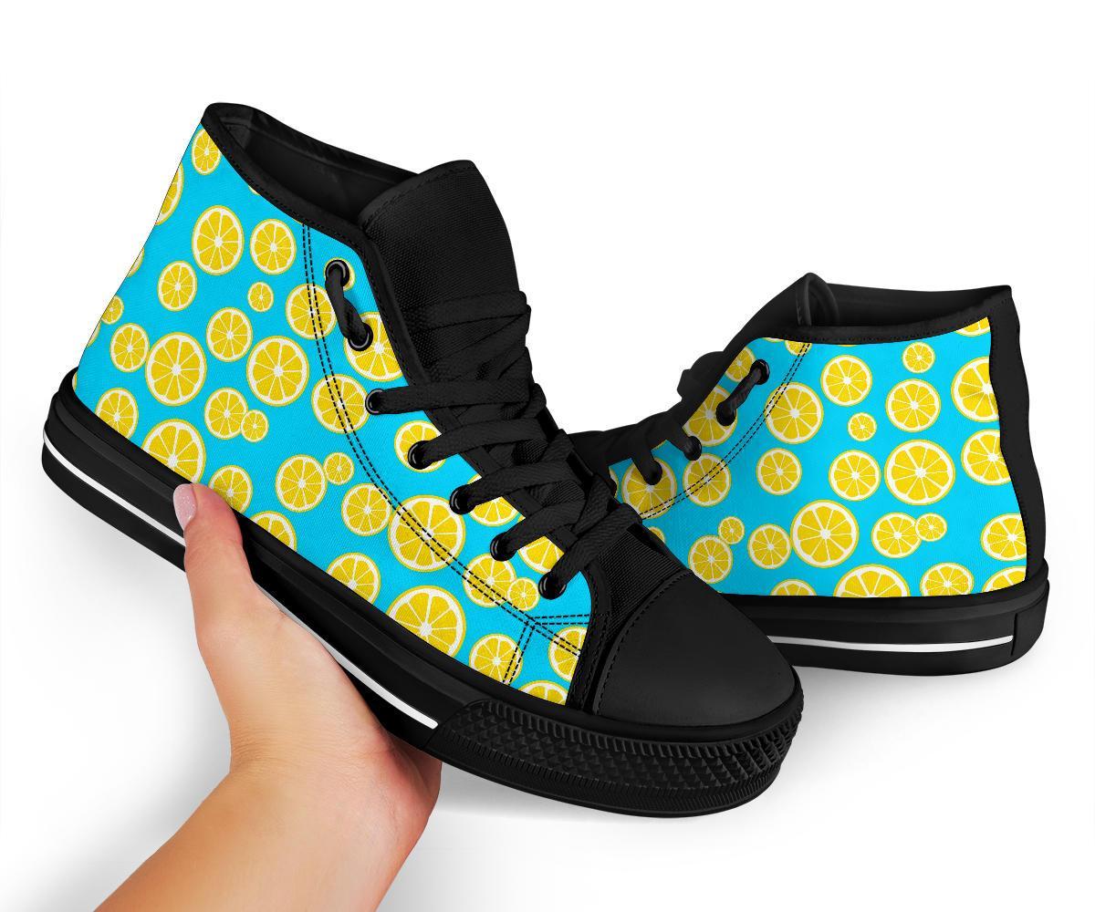 Lemon Slice Pattern Print Men Women's High Top Shoes-grizzshop