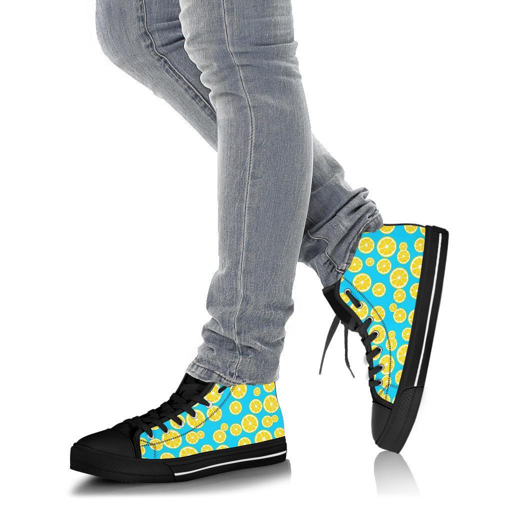 Lemon Slice Pattern Print Men Women's High Top Shoes-grizzshop