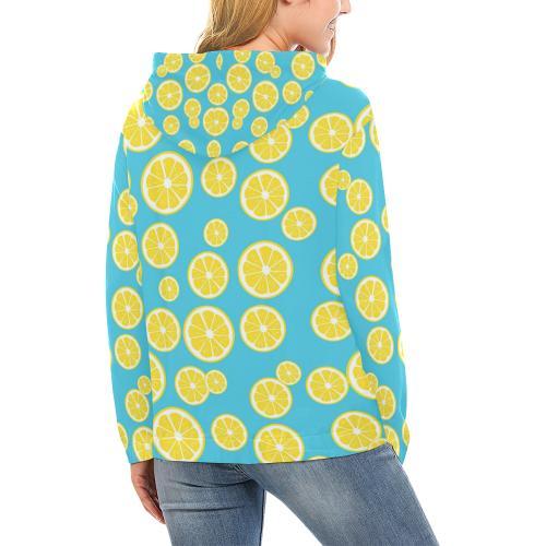 Lemon Slice Pattern Print Women Pullover Hoodie-grizzshop