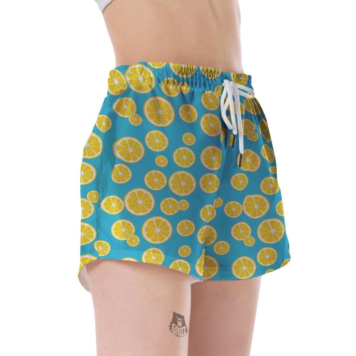 Lemon Slice Pattern Print Women's Shorts-grizzshop