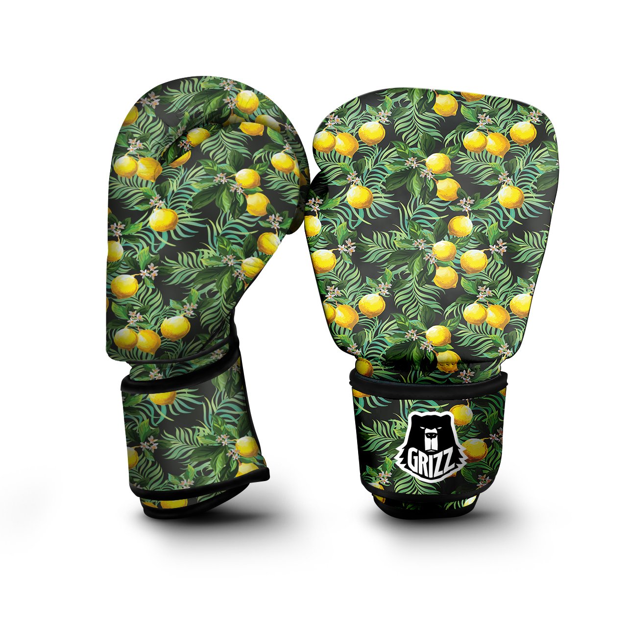 Lemon Tropical Print Pattern Boxing Gloves-grizzshop