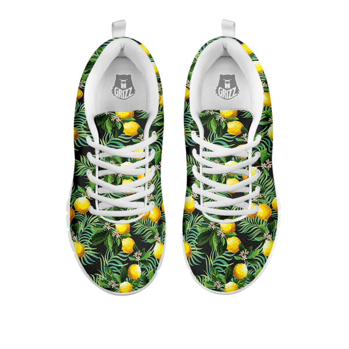 Lemon Tropical Print Pattern White Sneaker-grizzshop