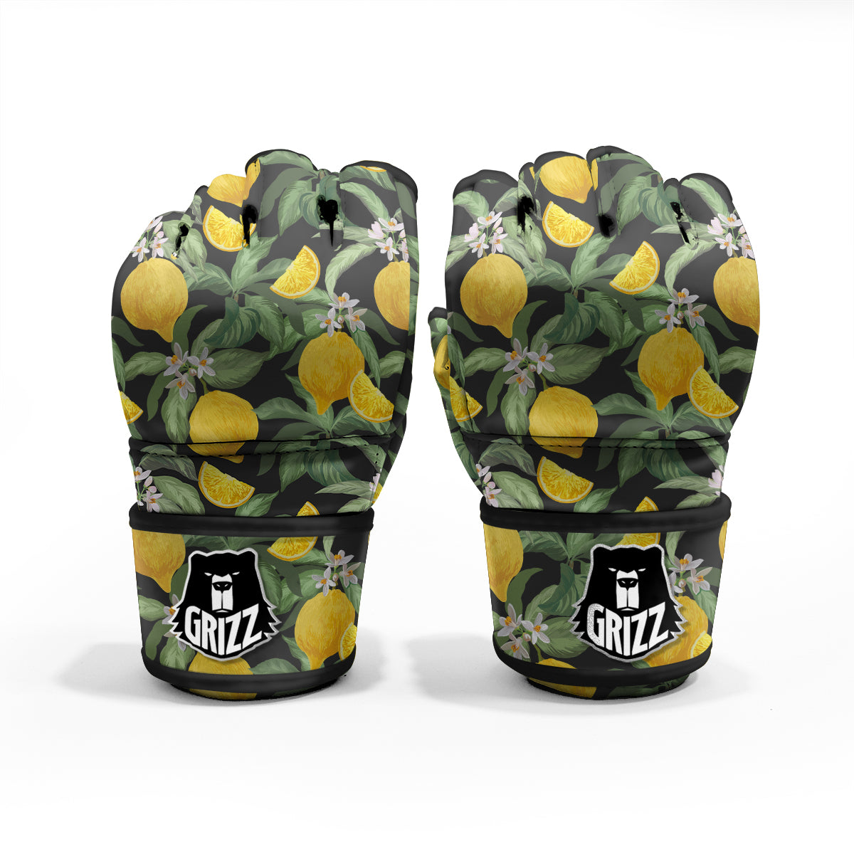 Lemon Yellow Print Pattern MMA Gloves-grizzshop