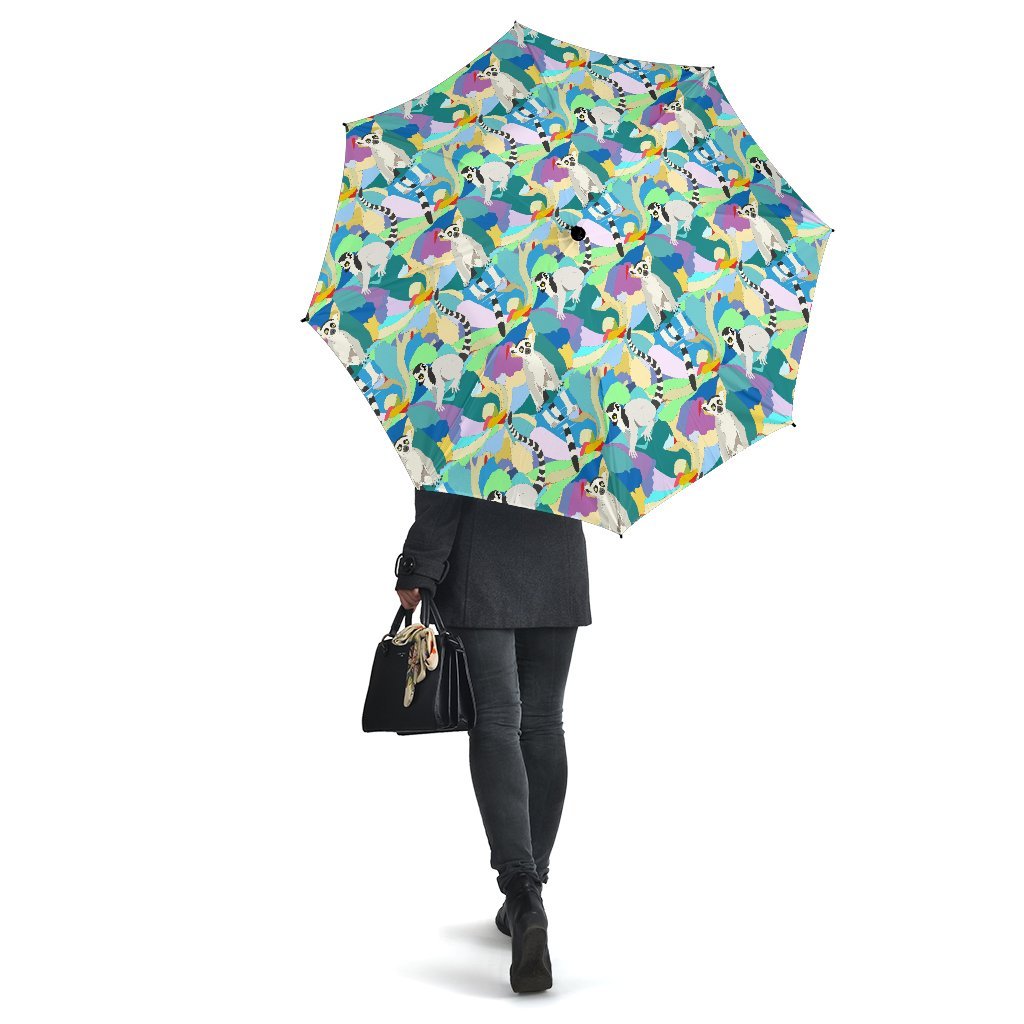 Lemur Colorful Pattern Print Automatic Foldable Umbrella-grizzshop