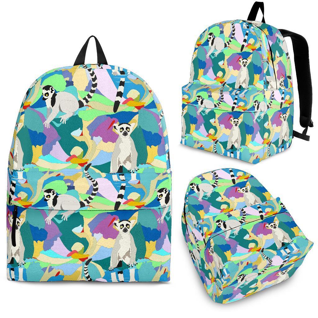 Lemur Colorful Pattern Print Backpack-grizzshop