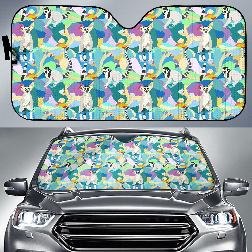 Lemur Colorful Pattern Print Car Sun Shade-grizzshop