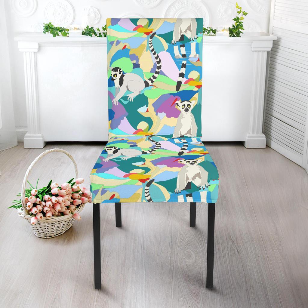 Lemur Colorful Pattern Print Chair Cover-grizzshop
