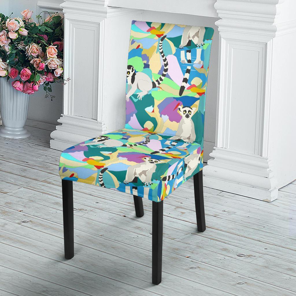 Lemur Colorful Pattern Print Chair Cover-grizzshop