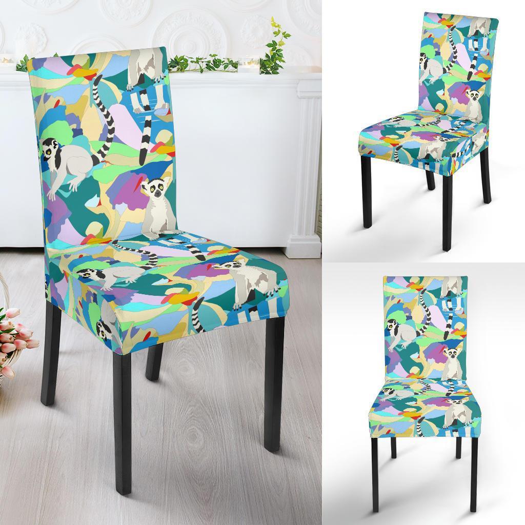 Lemur Colorful Pattern Print Chair Cover-grizzshop