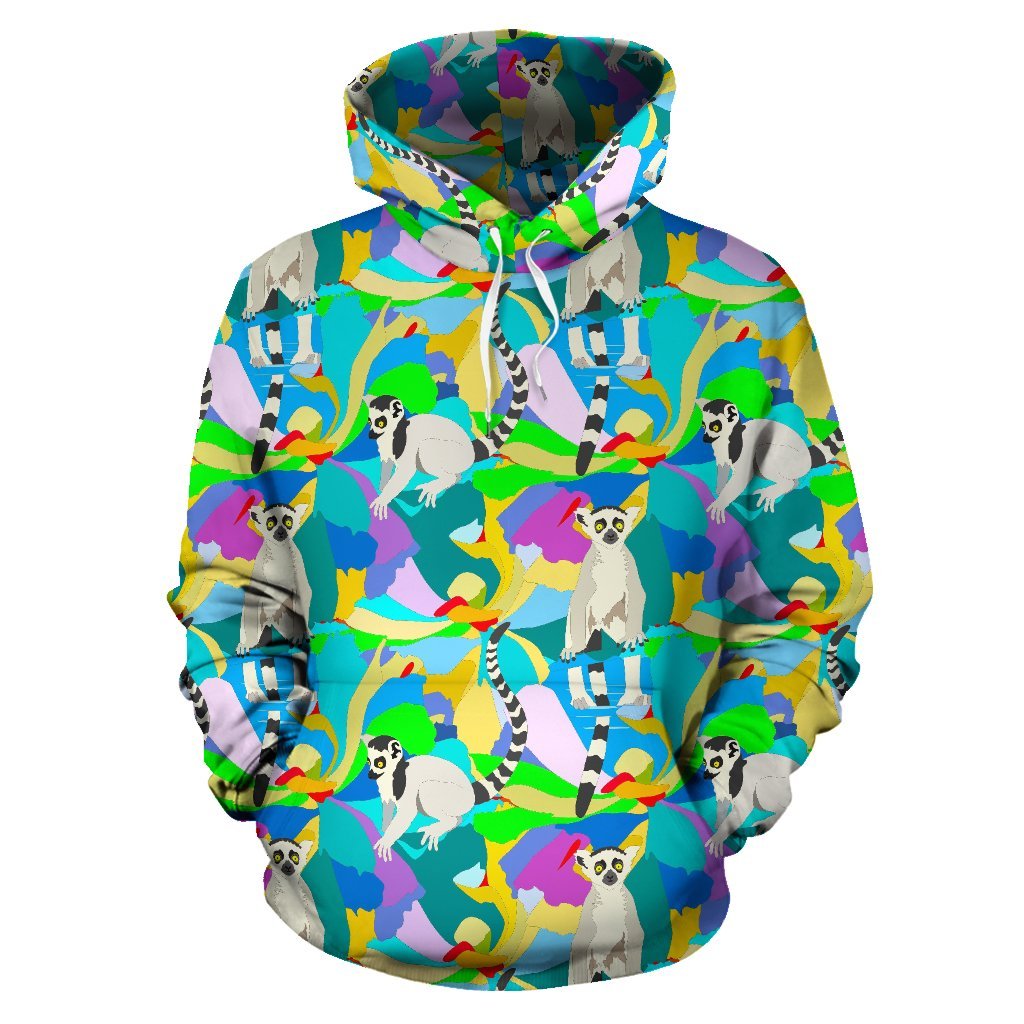 Lemur Colorful Pattern Print Men Women Pullover Hoodie-grizzshop