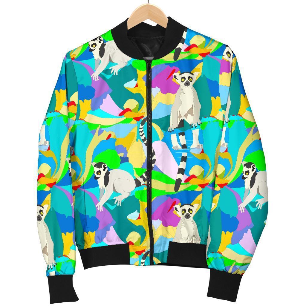Lemur Colorful Pattern Print Men's Bomber Jacket-grizzshop