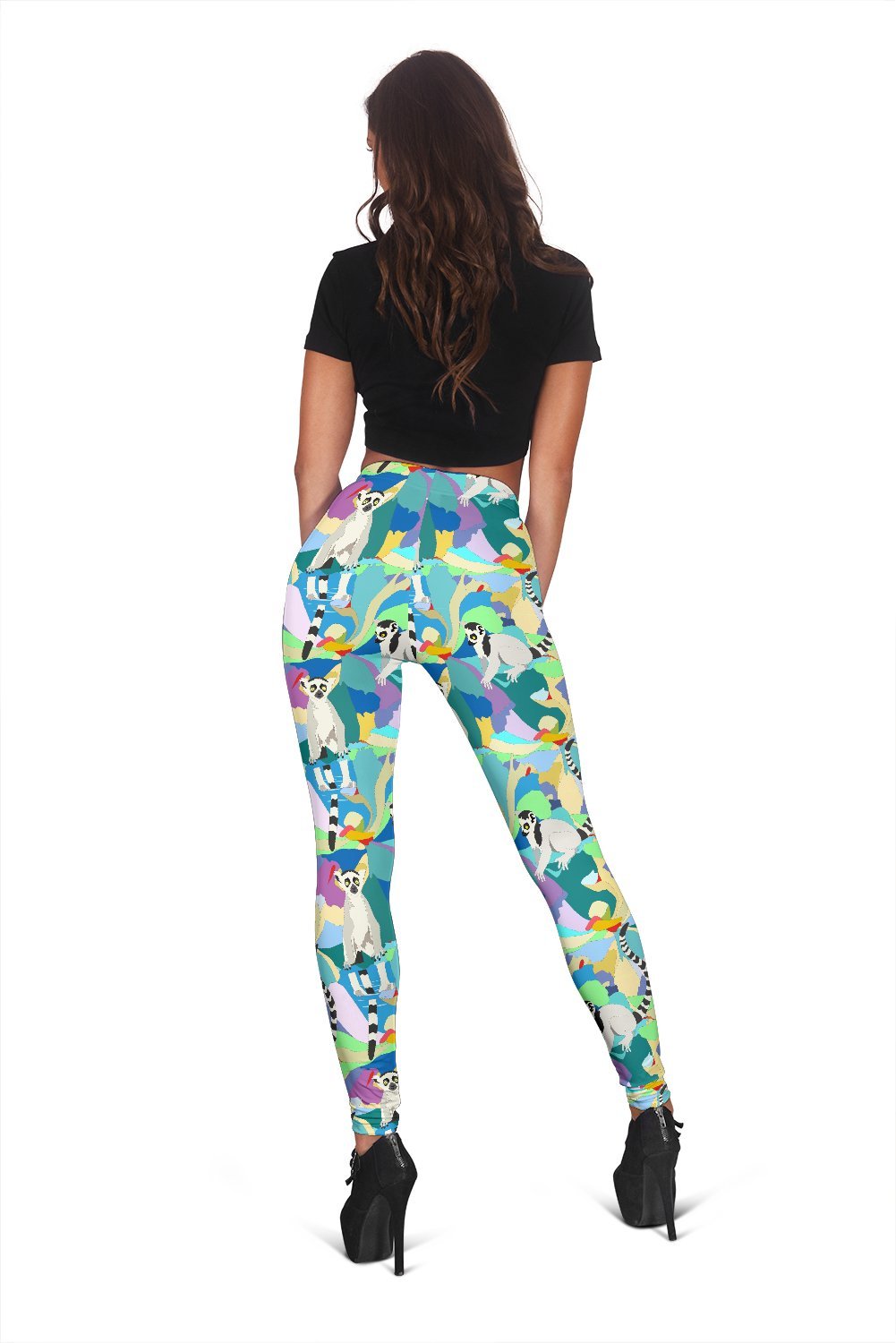 Lemur Colorful Pattern Print Women Leggings-grizzshop