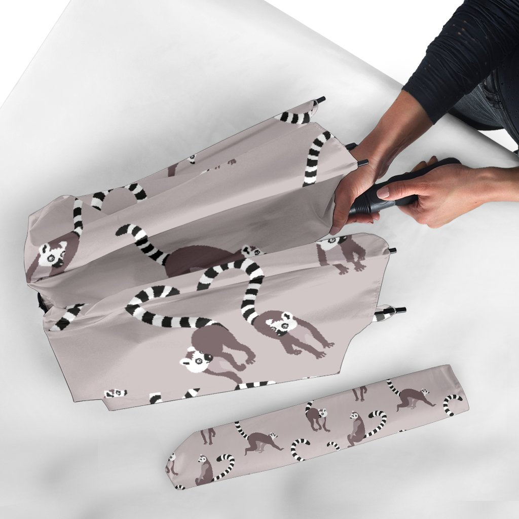 Lemur Pattern Print Automatic Foldable Umbrella-grizzshop