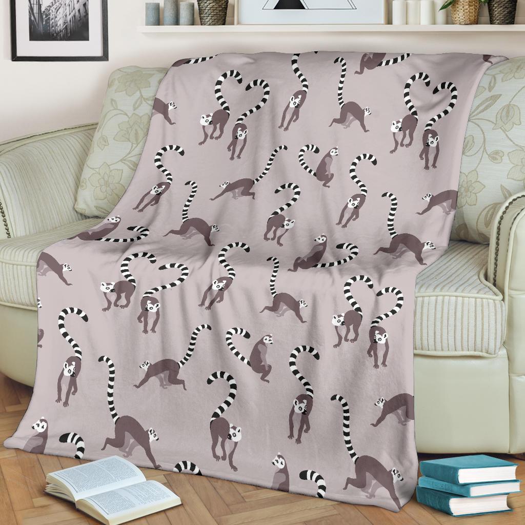 Lemur Pattern Print Blanket-grizzshop